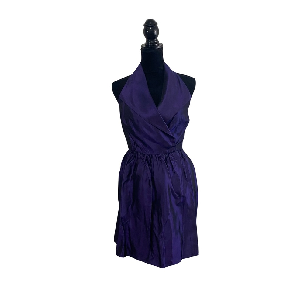 Vintage Tootsies 80s Purple Halter Dress Sz 6 Whimsigoth Taffeta Prom Cocktail